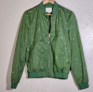 Carlos Campos Green Star Pattern Bomber Jacket